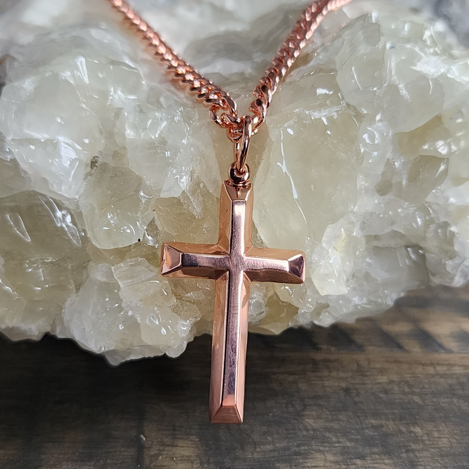Solid Copper Cross Necklace 4mm Chain 20″ Handmade Heavy Christian Pendant