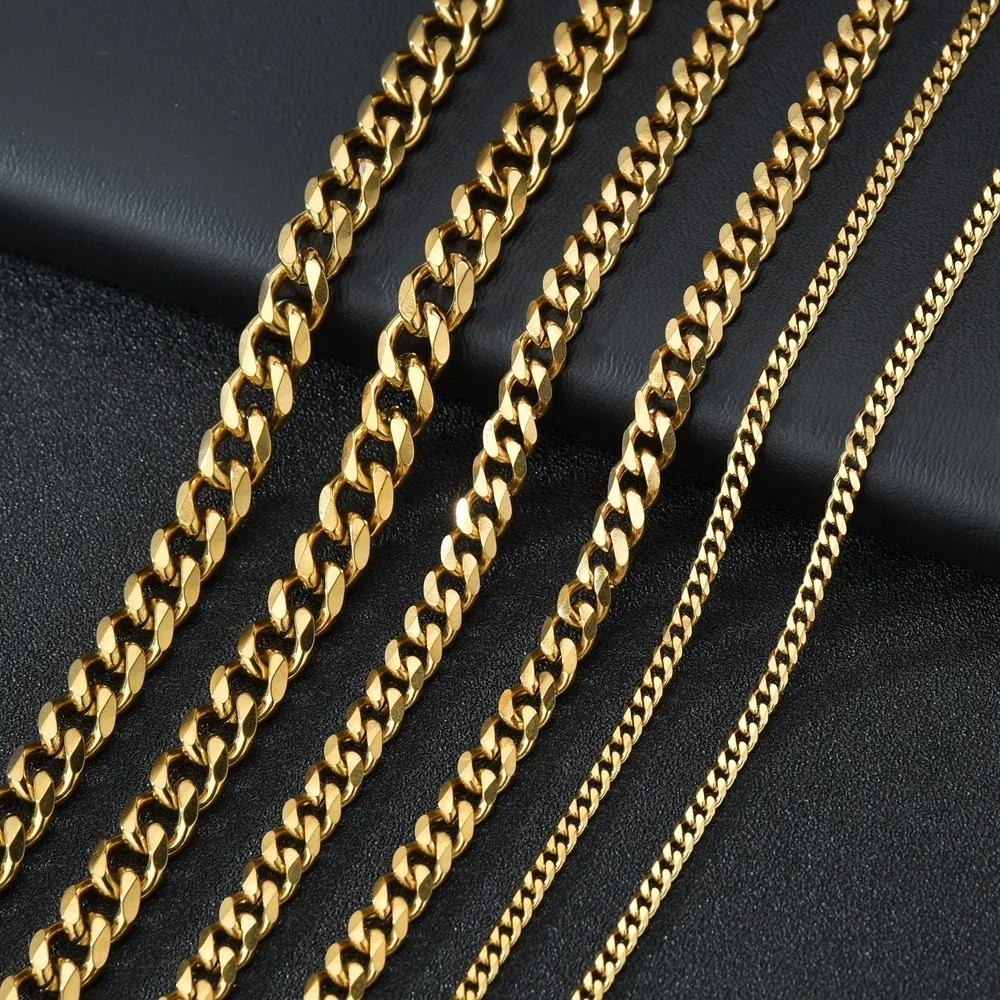 3/5/7/9mm Gold Plated Stainless Steel Figaro Chain Necklace Men Women 16-30″ new