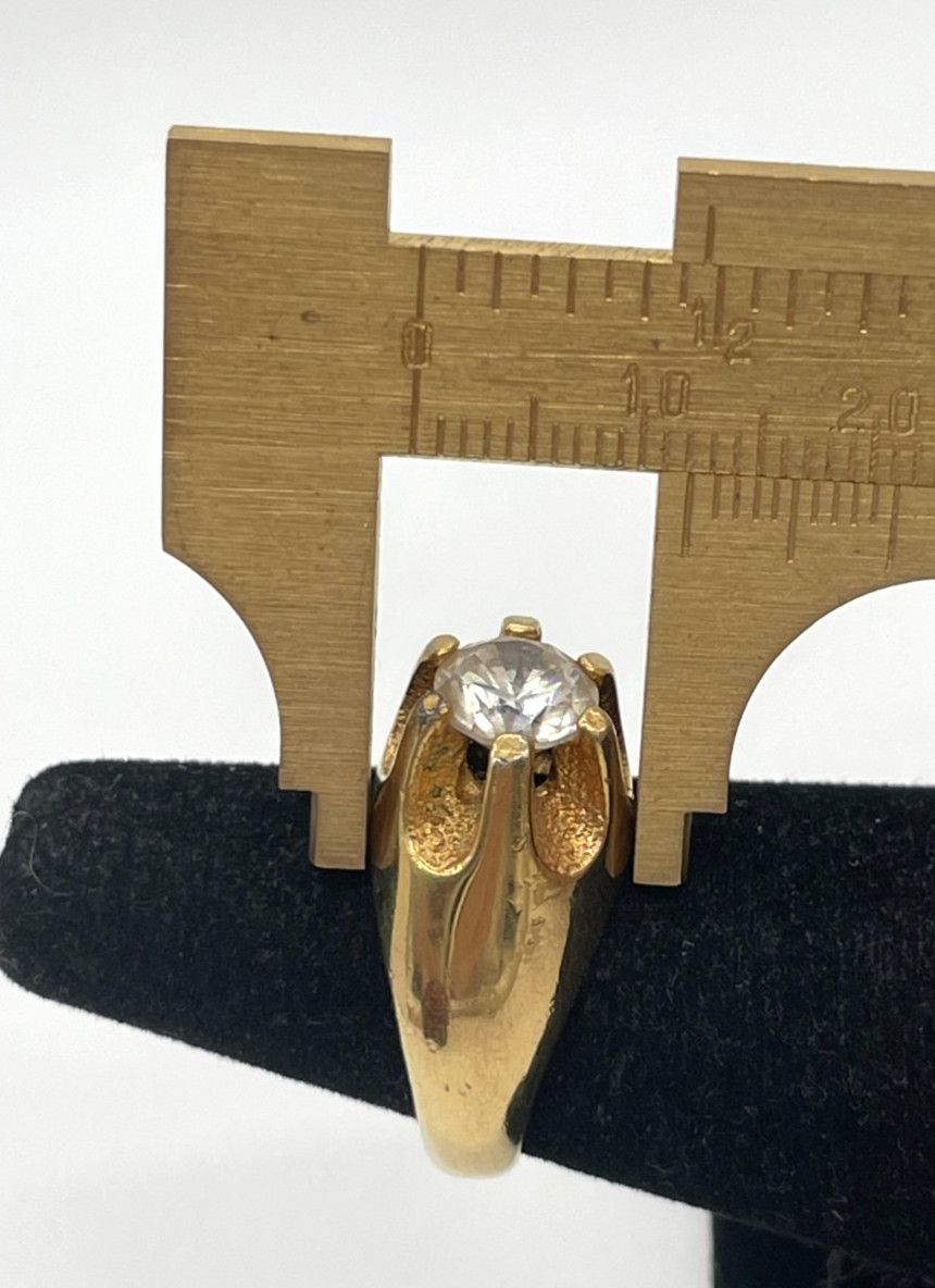 VTG Victorian Style Solitaire Chunky Gold tone Men’s Ring Size 8 statement