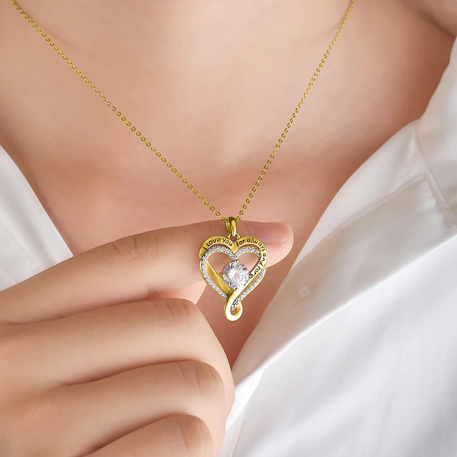 Jewelry Forever Love Heart Necklaces for Wife,I Love You Necklace Valentine’s…