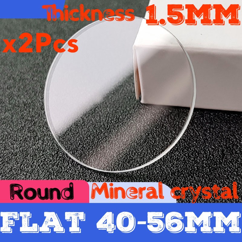 2Pcs 40-56mm Mineral Glass 1.5mm Flat Round Watch Crystal Watch Lens Repair Kit