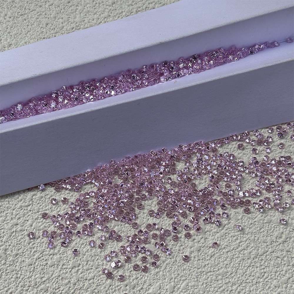 High Quality Loose Zirconia 1000pcs Pink Round Cut 0.8mm-10mm for Jewelry