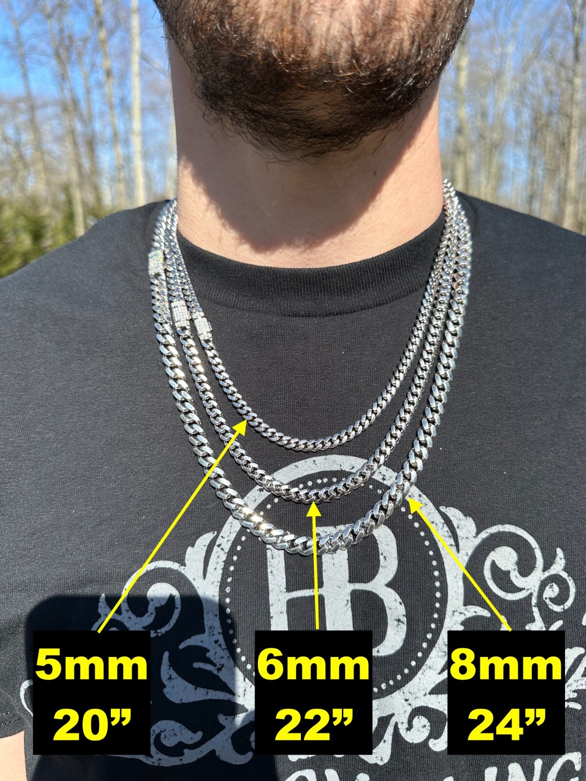 Baguette MOISSANITE Real Miami Cuban Link Chain Necklace Or Bracelet 925 Silver