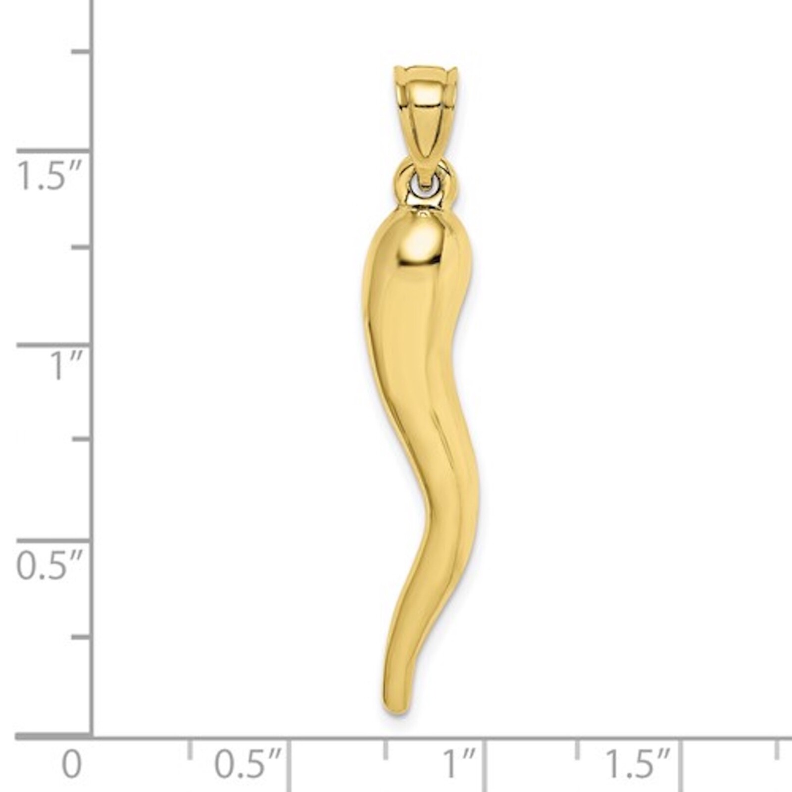 10K Real Gold 3D Cornicello Charm Pendant, Gold Italian/Chili pepper Horn – 10KH