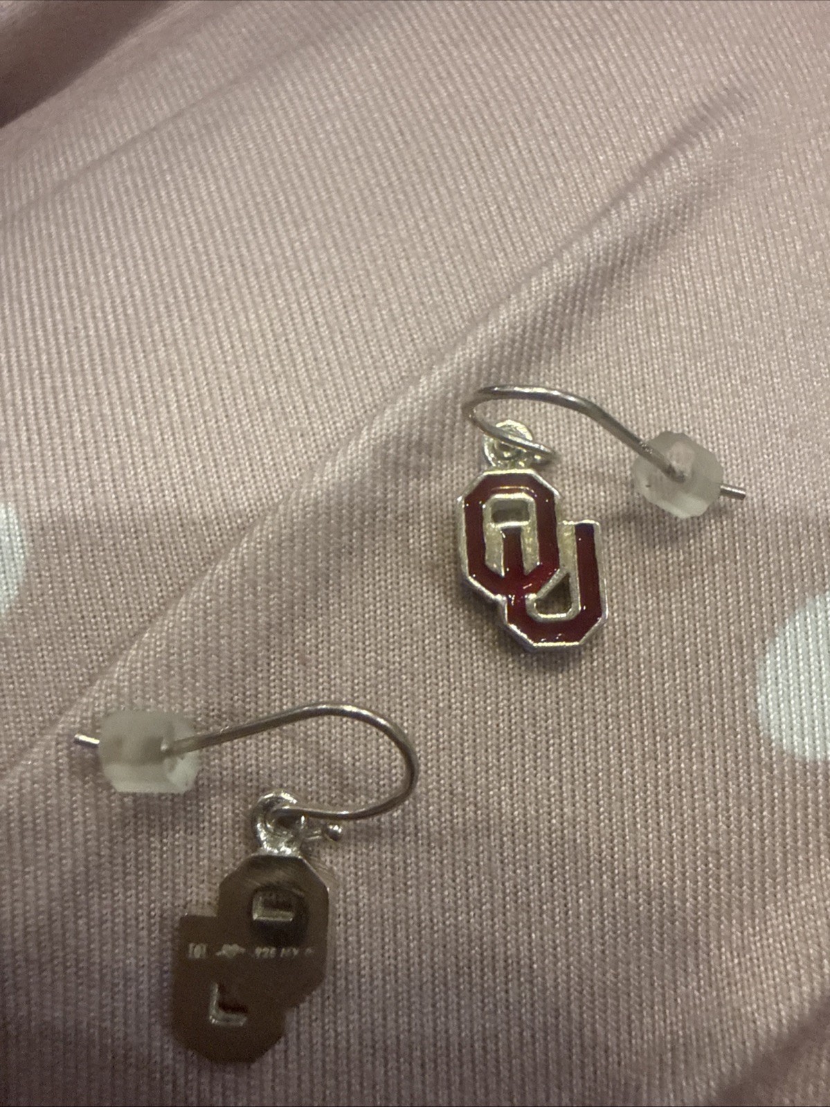 OU Oklahoma State University Sterling .925 Dang Earrings