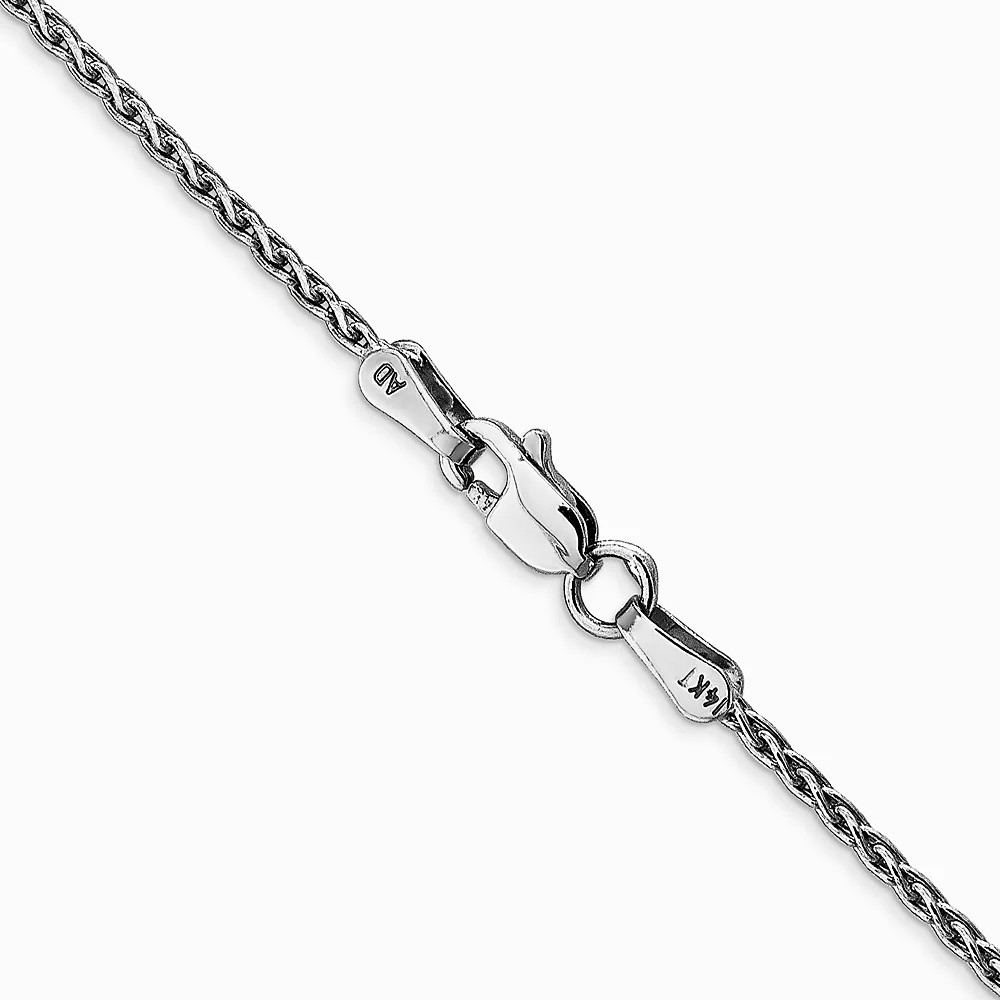 14K White Gold 1.5mm Parisian Wheat Chain Necklace 14″-30″