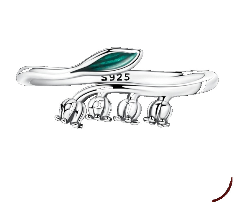 925 Sterling Silver Lily of the Valley Ring CZ Wedding Jewelry for Women