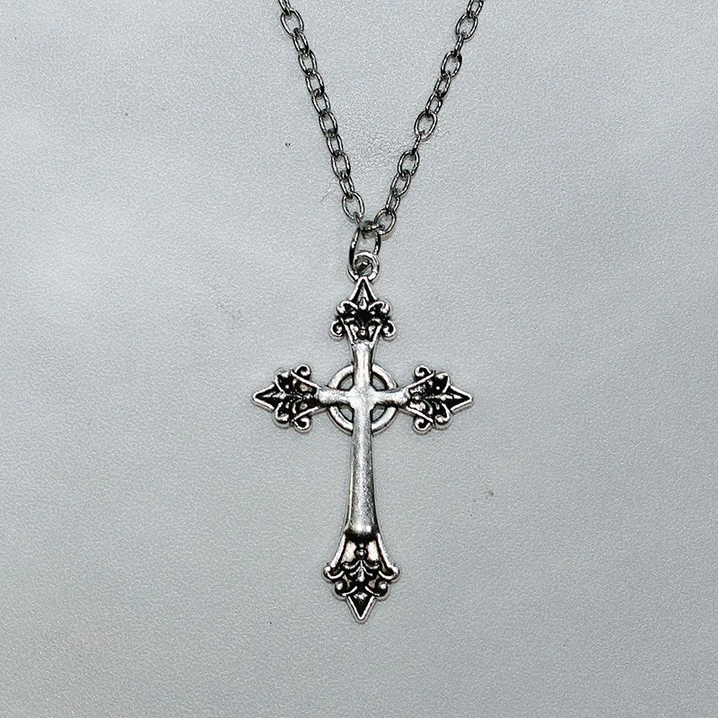 Stainless Steel Necklace Hip Hop Street Creative Cross Pendant Necklace Sweater