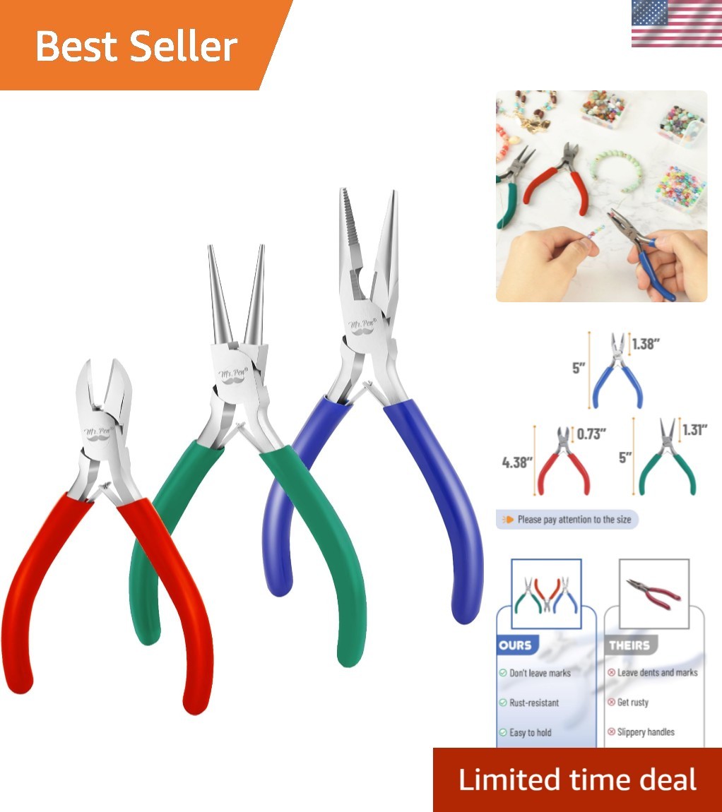 Ergonomic Jewelry Pliers Set – 3 Essential Tools for Crafting & Earring Making