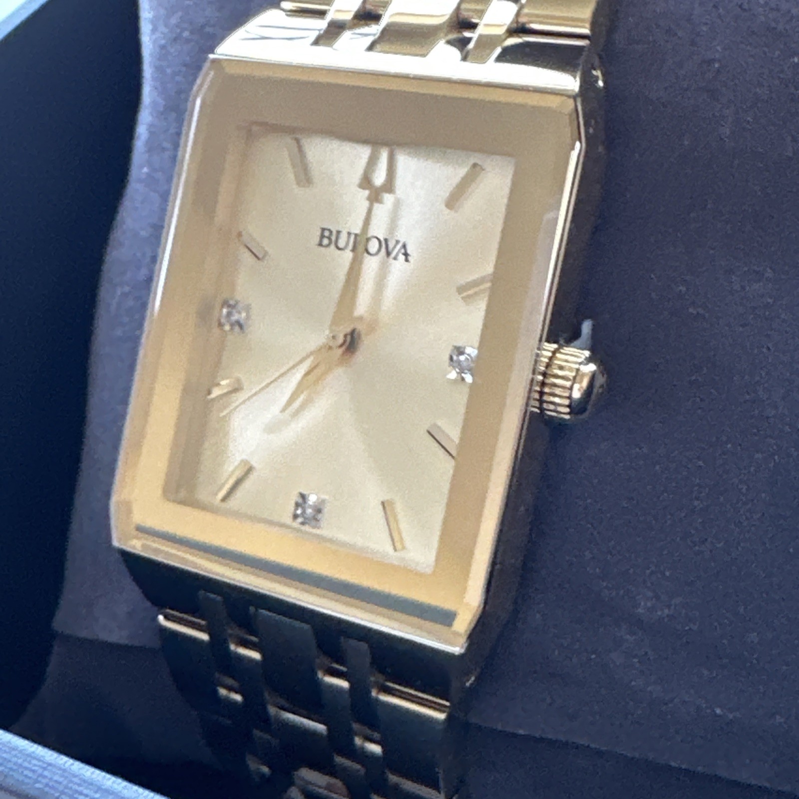 Bulova Quadra Quartz Diamond Champagne Dial Men’s Watch 97D120