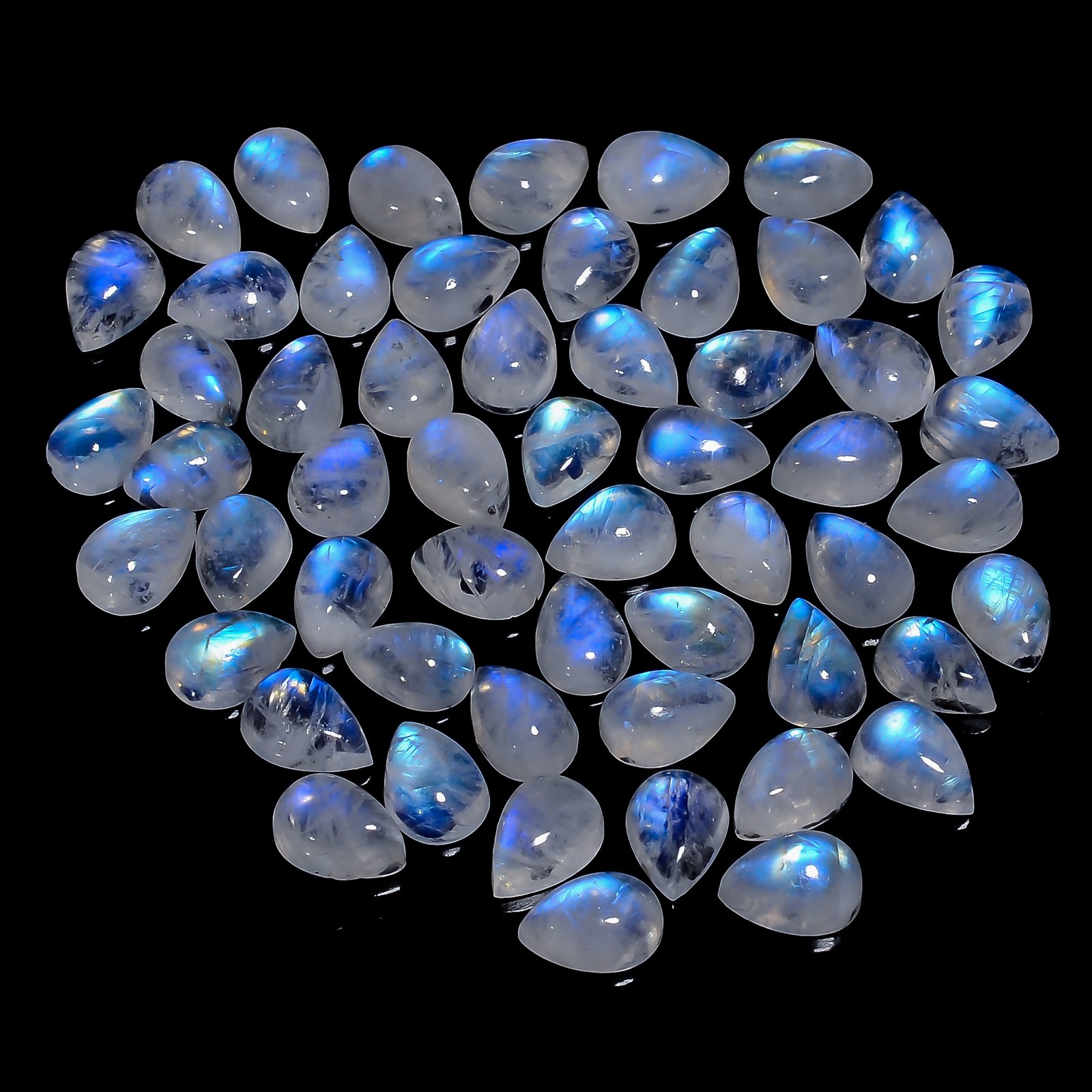 Natural Rainbow Moonstone Pear Cabochon Gemstone Lot 20 Ct. 10X7X5 mm UGL-4