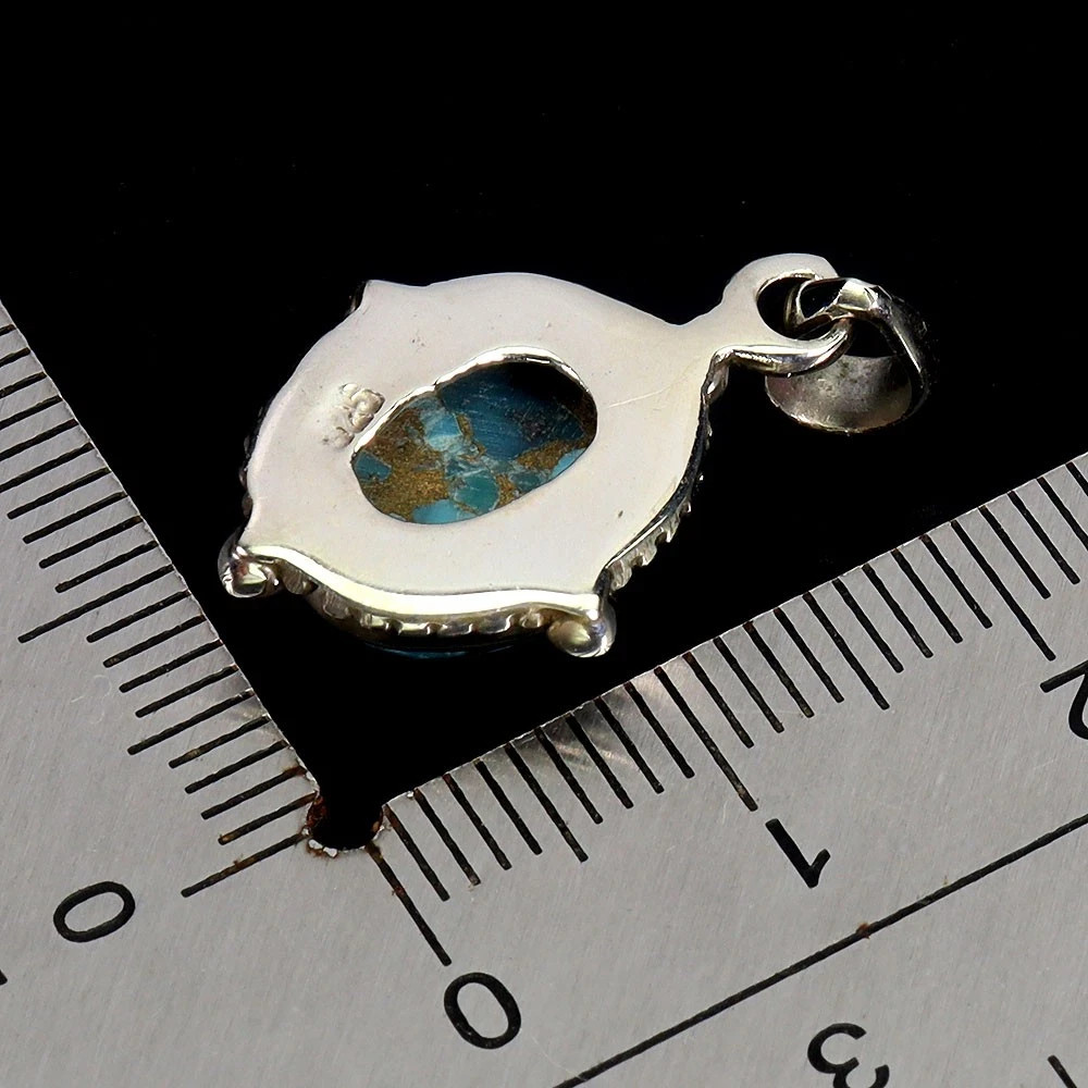925 Sterling Silver Pendant Oval Kingman Turquoise 9x7mm Gemstone Jewelry