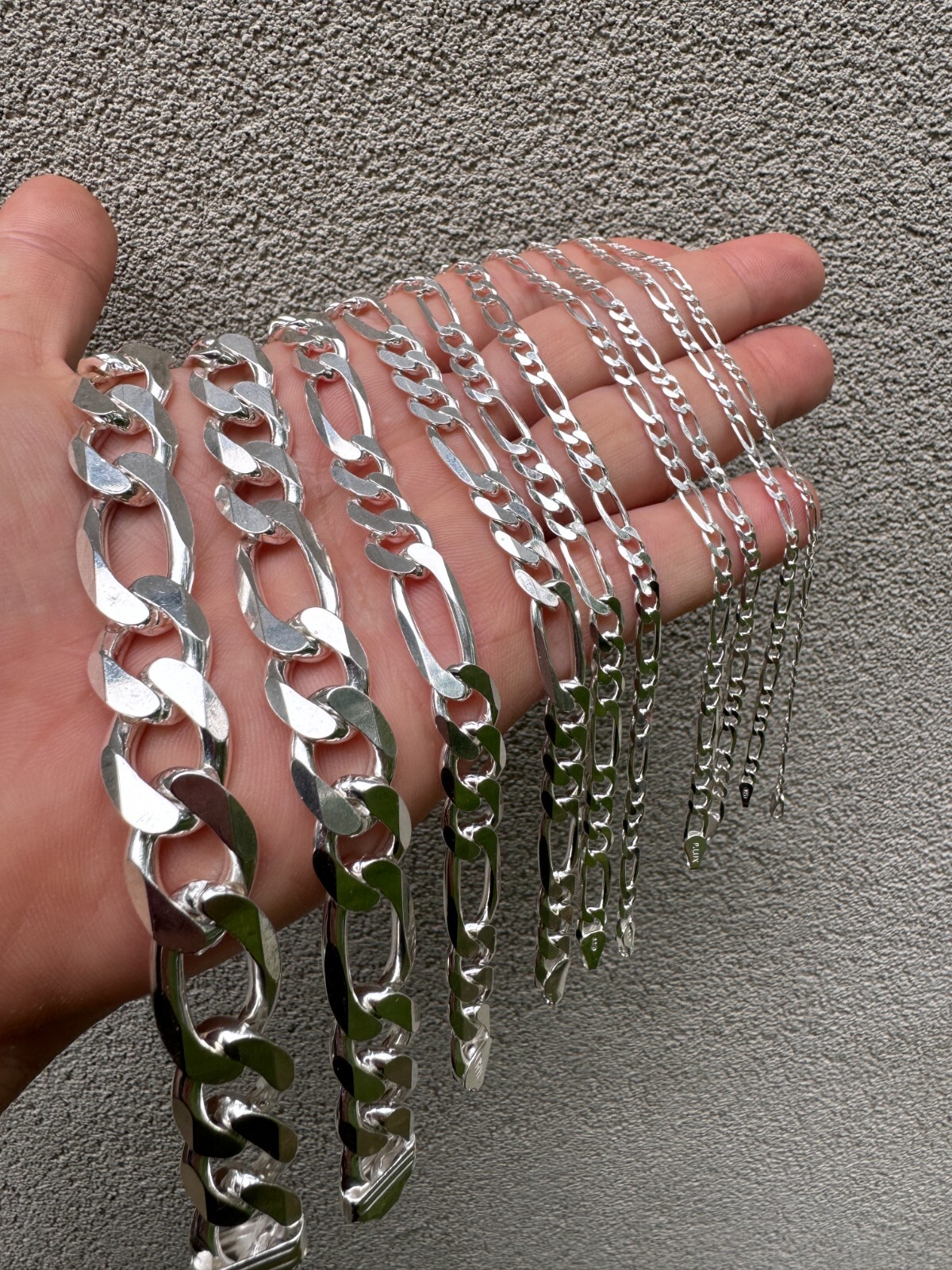 Figaro Link Chain Or Bracelet (2.5-10mm) Solid 925 Sterling Silver UNPLATED