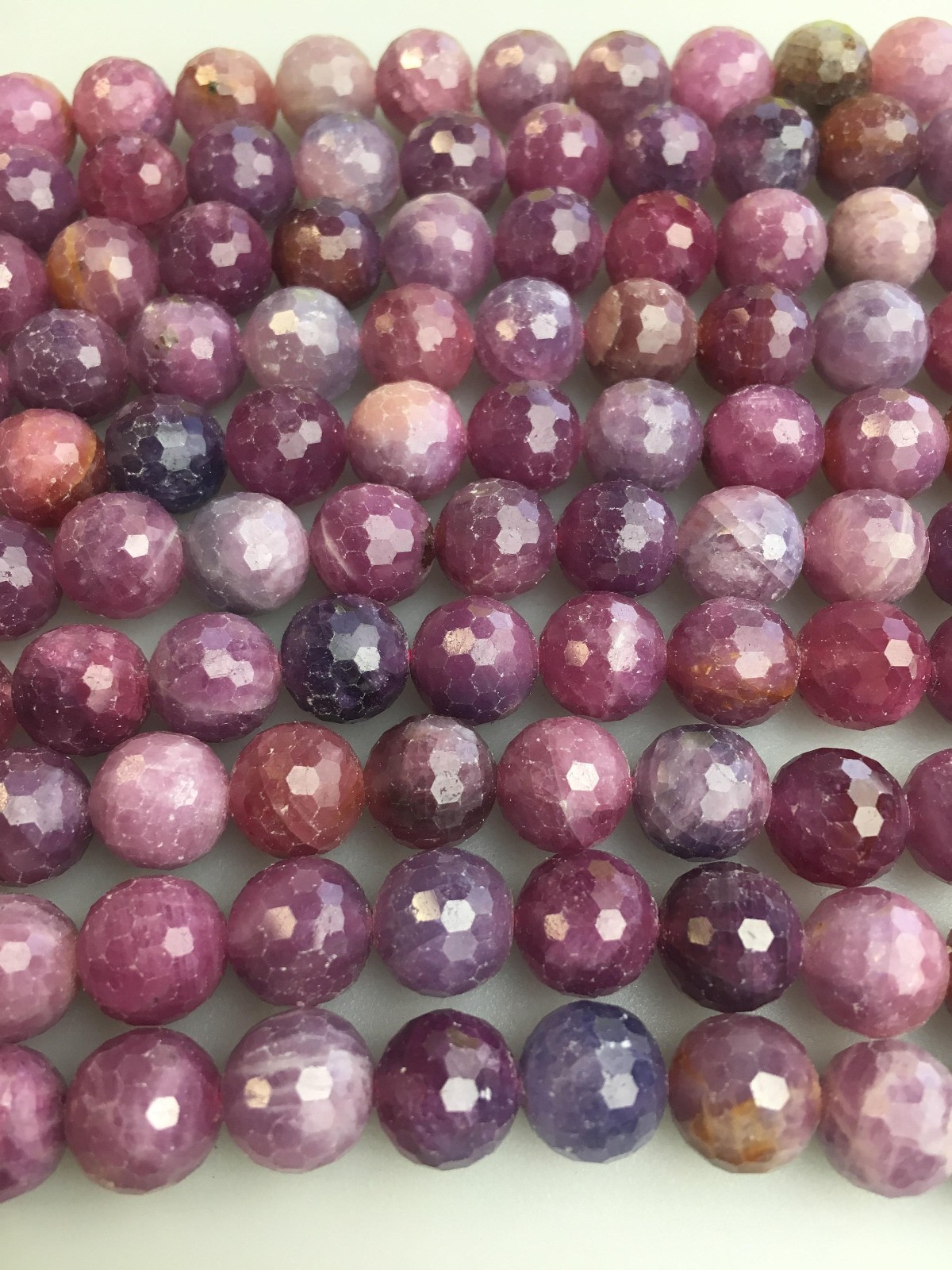 Genuine Ruby Faceted Round Beads 4mm 5mm 6mm 7mm 8mm 9mm 10mm 11mm 15.5″ Strand