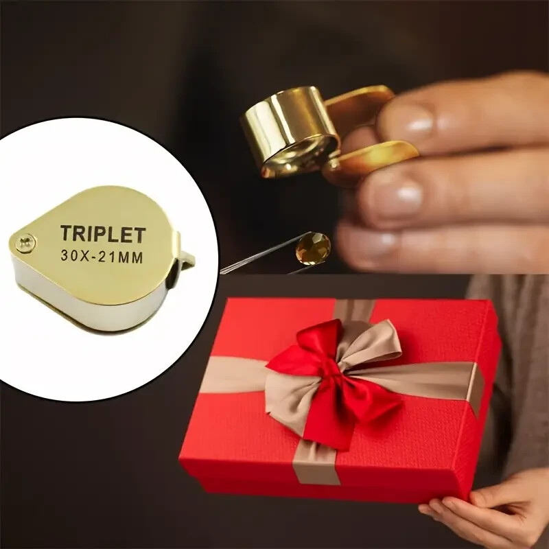 Gold 30X Jewelers Loupe Magnifier Pocket Magnifying Glass Coin Jewelry Loop Eye