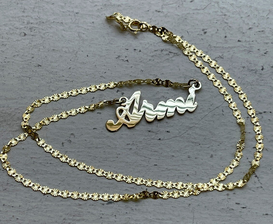 14K Authentic Solid Yellow Gold Personalized Custom Name Necklace