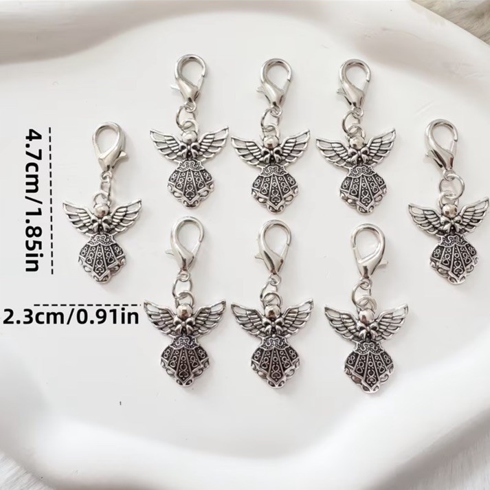Charm Clip-On Guardian Angel Bracelet Necklace Zipper Keychain Stitch Markers