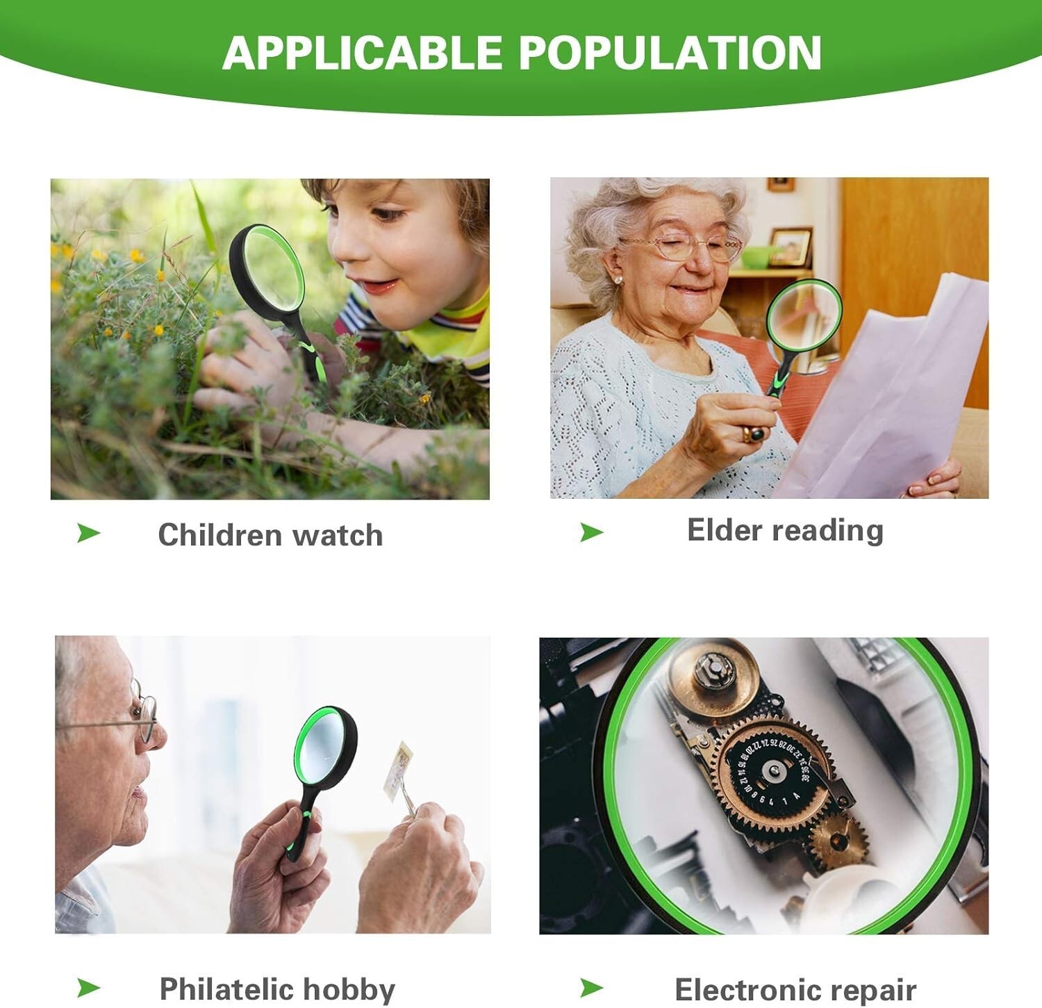 NEW Shatterproof Magnifying Glass 10X Large Handheld Magnifying Glass for Senior