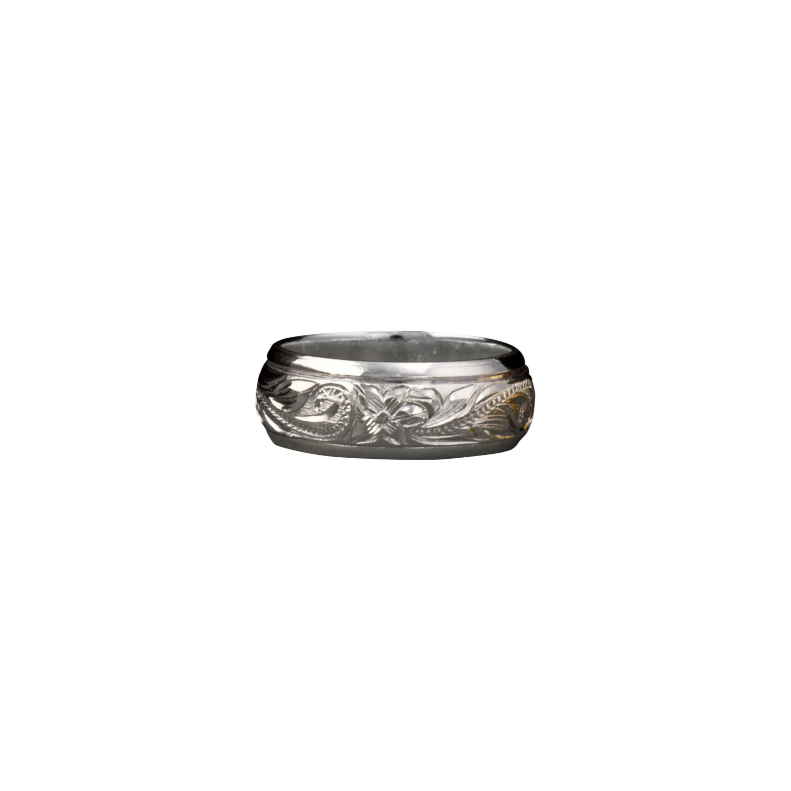 Coastal Bloom Sleek Ring 7mm 925 Sliver Engraved Floral Jewelry Free Shipping