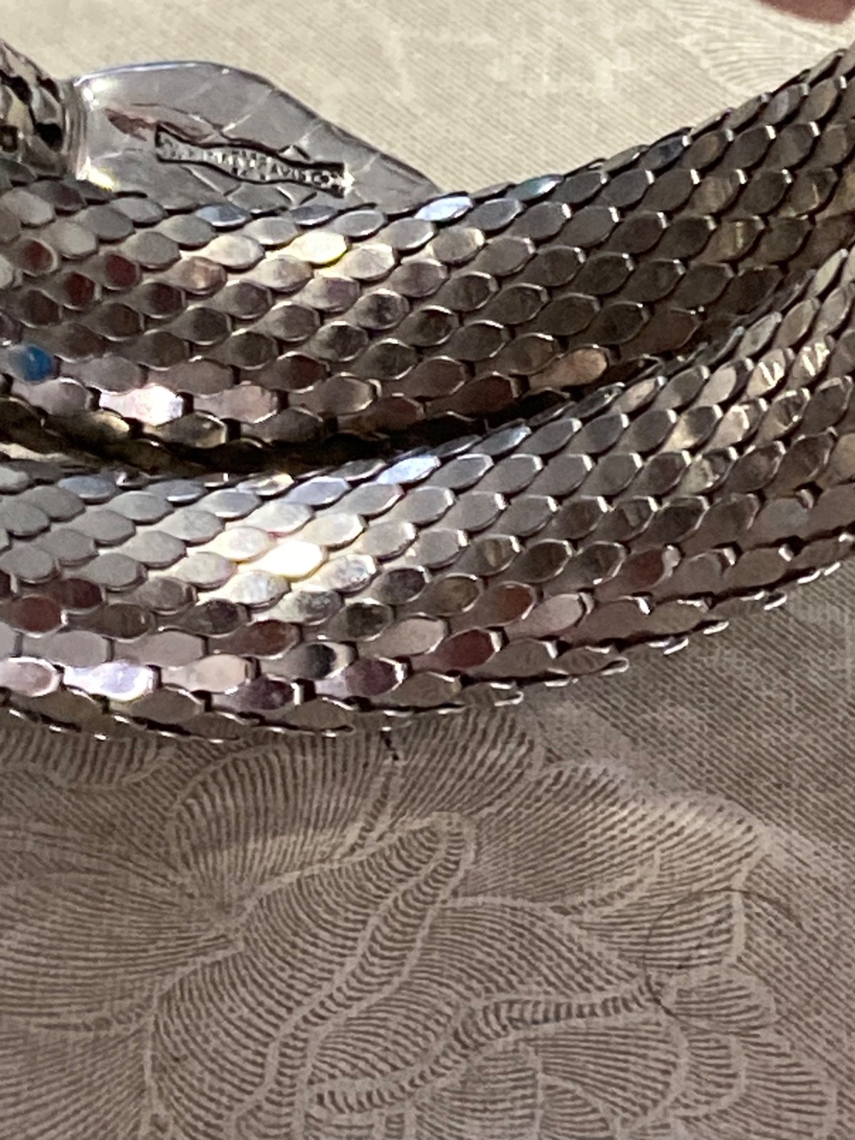 WHITING & DAVIS Silver Tone Mesh Snake Wrap BRACELET Very Good Condition