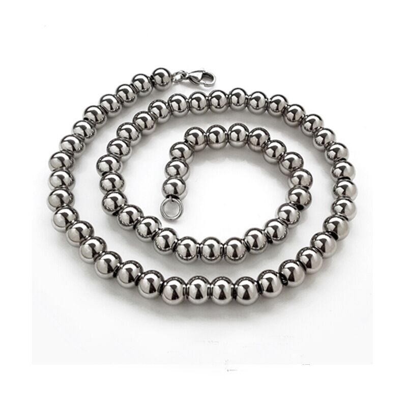 4/6/8/10mm Real Stainless Steel Solid Heavy Bead Ball Chain Necklace Never Fade