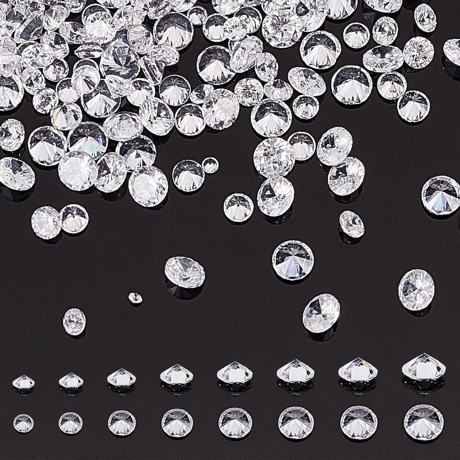 Clear Cubic Zirconia Stone, 2400Pcs 8 Sizes 0.8-2.5Mm Small Loose CZ Diamond Sto