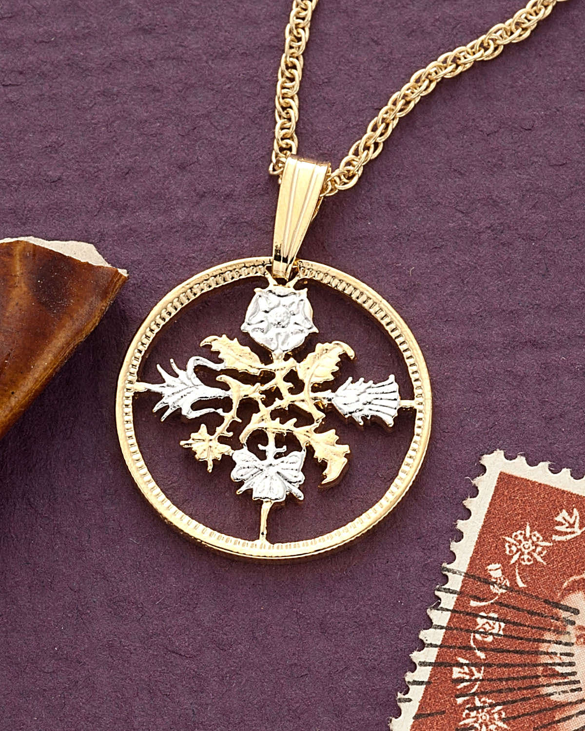 Great Britain Pendant & Necklace British 6 Pence Hand Cut 3/4″ Diameter, # 130