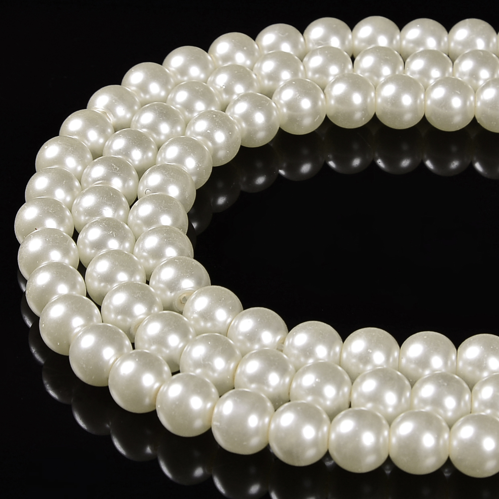 Ivory White Glass Pearl Smooth Round Beads 3mm 4mm 6mm 8mm 10mm 12mm 15.5″Strand