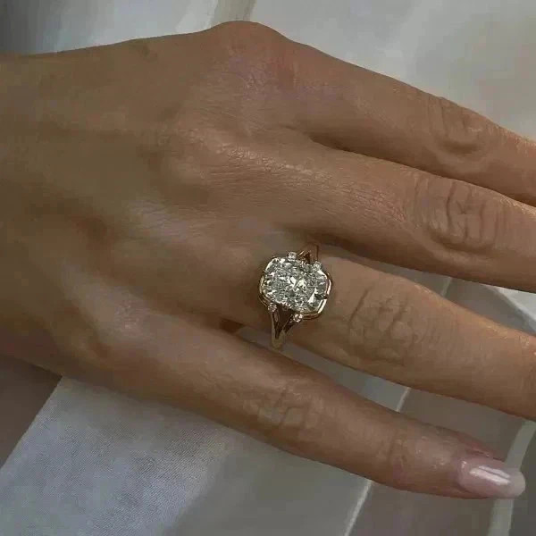 4.00 Ct Cushion Cut Diamond Wedding Ring 14K Yellow Gold Size 7