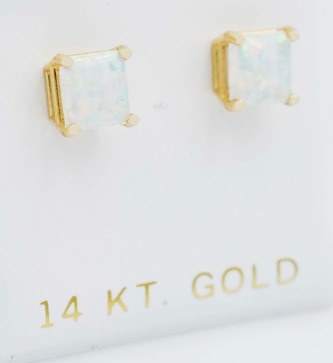 GENUINE 1.30 Cts OPAL STUD EARRINGS 14k GOLD – Free Appraisal – MADE IN USA