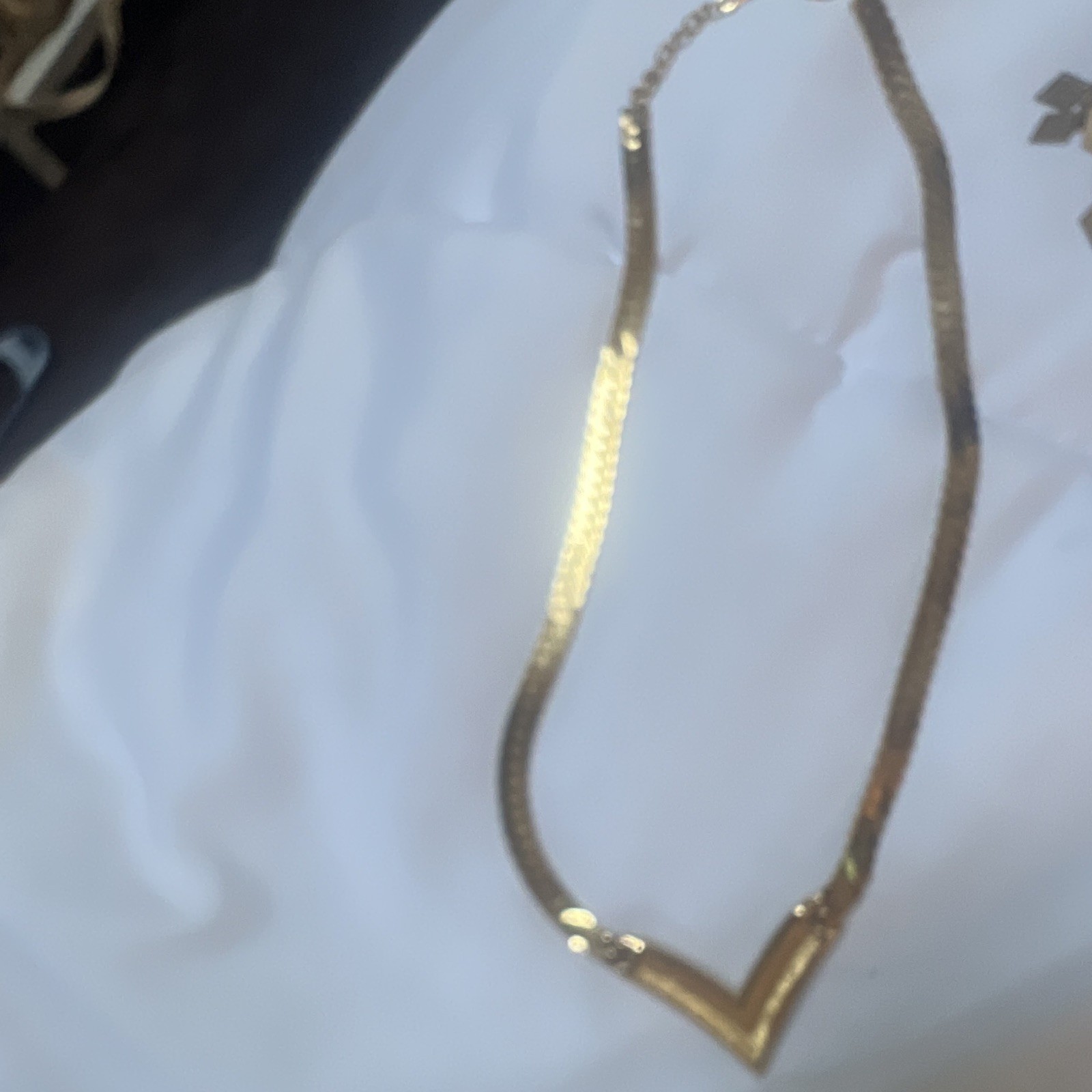 Vintage Christian Dior Gold Tone V Necklace Clear Rhinestone Choker Signed