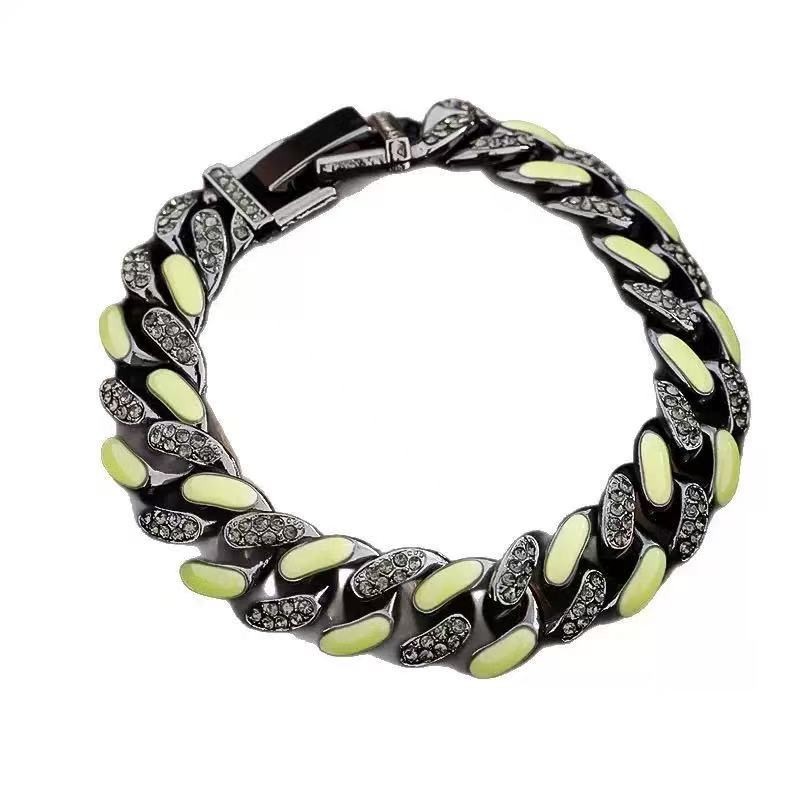 Luminous Cuban titanium plated steel bracelet