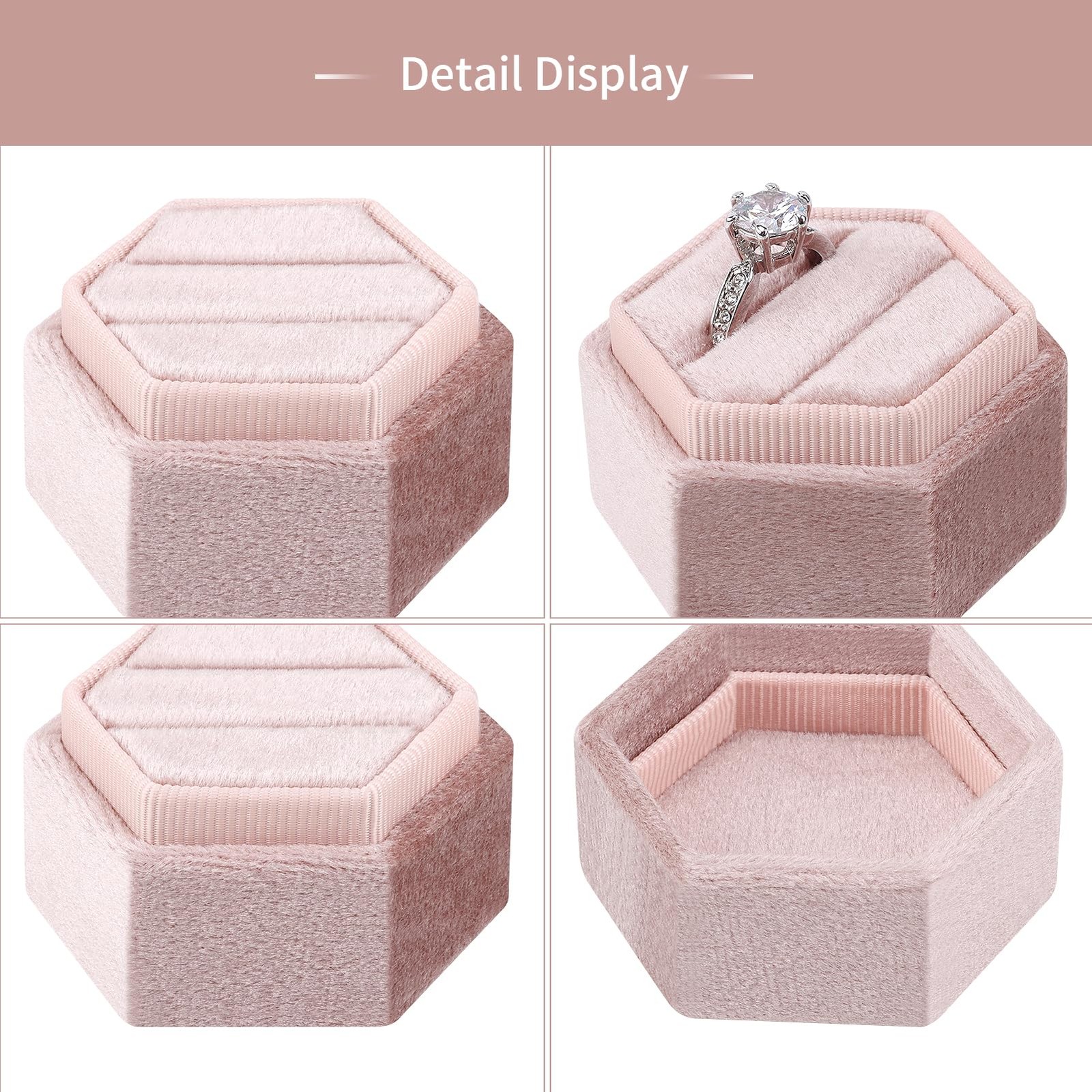 Velvet Jewelry Ring Box,2 Slots Jewelry Ring Gift Box Vintage Ring Display Ho…