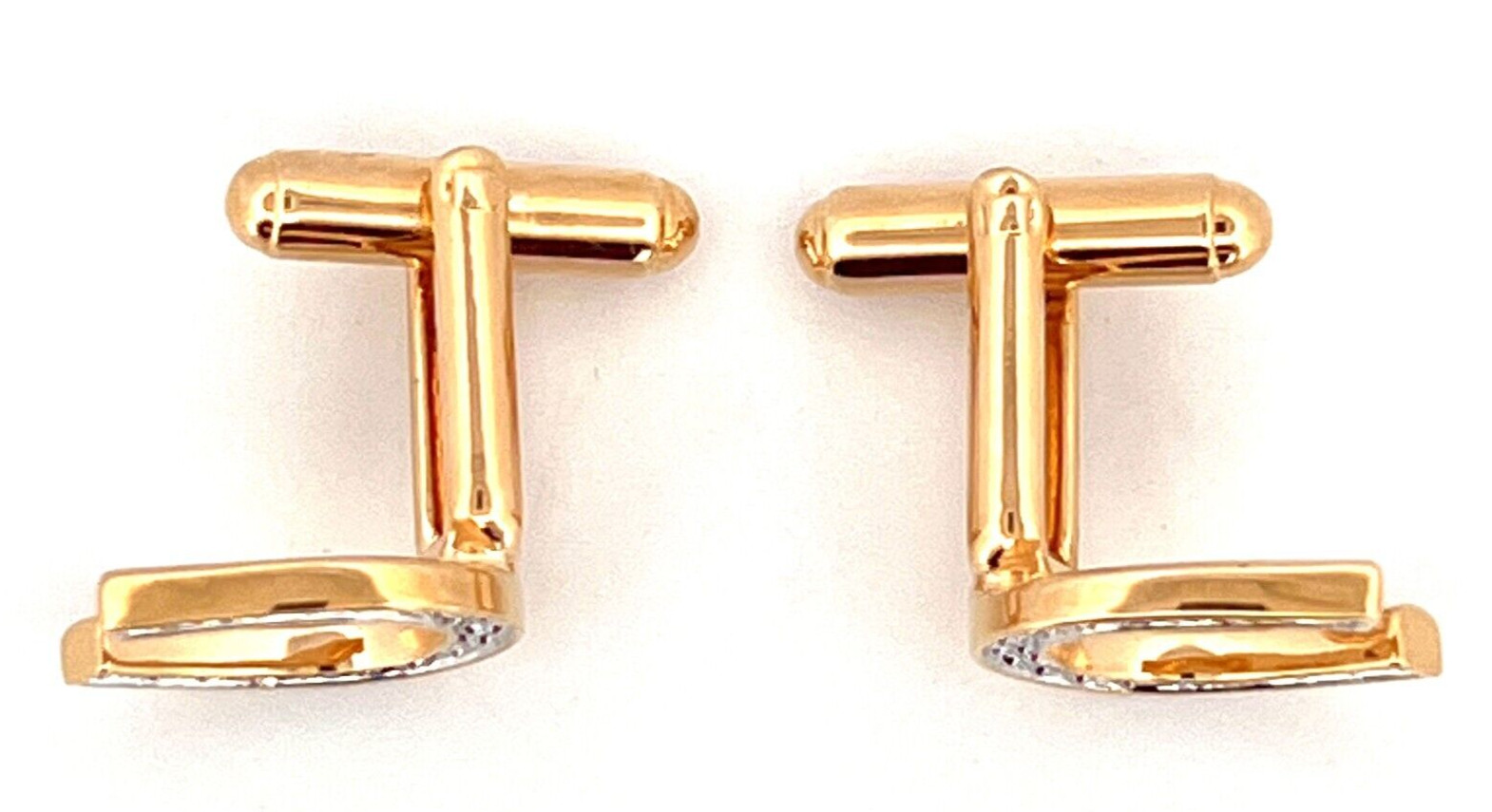 Lucky Horseshoe Cufflinks Gold Plated Metal Alloy Set With Czech Crystals