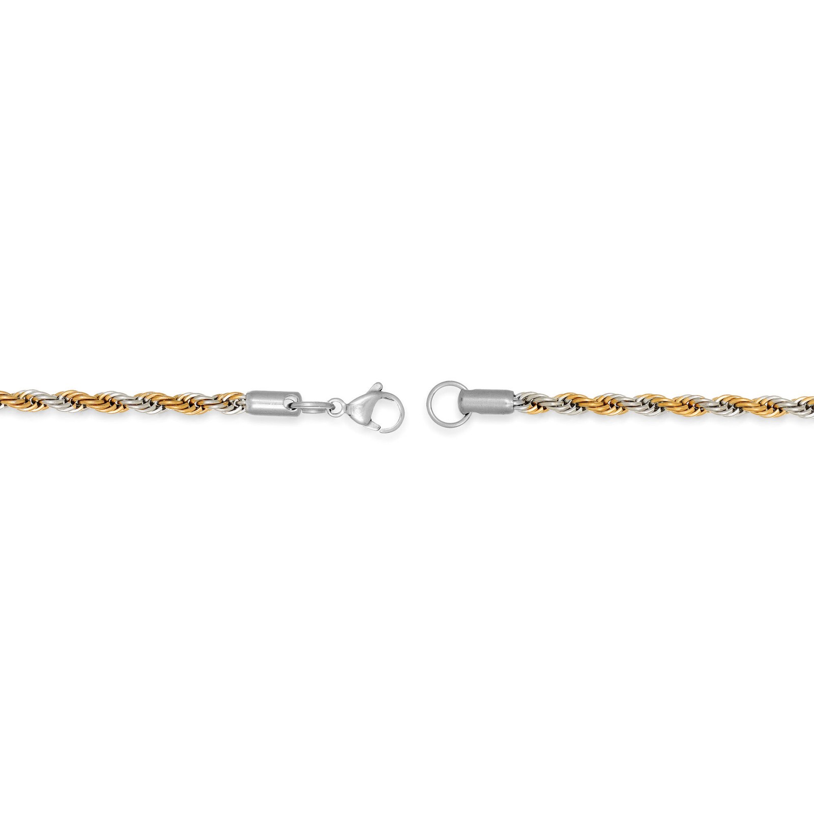 Gold Ion Plated Stainless Steel 3MM Rope Chain Necklace Jewelry – 22 Inch