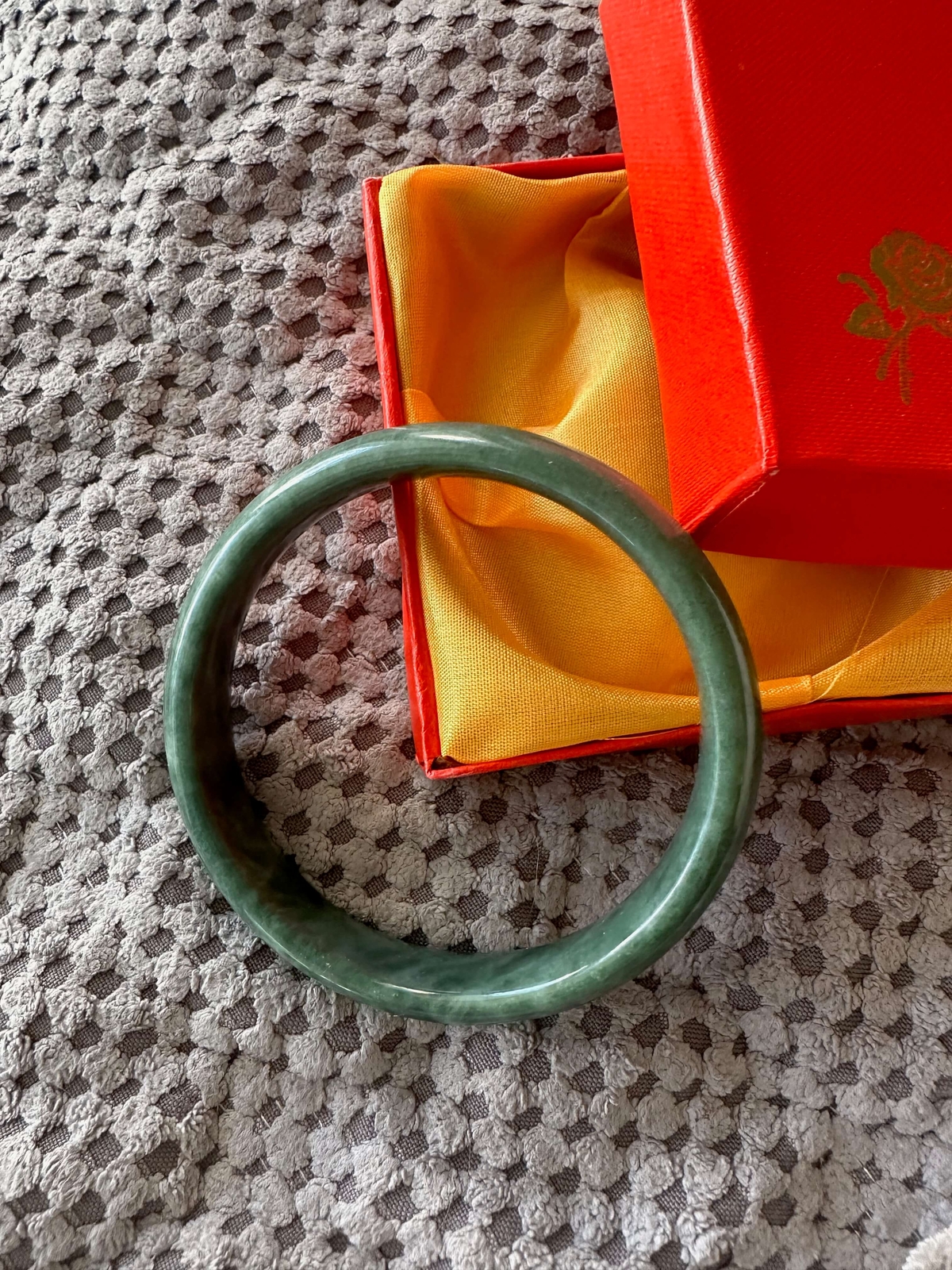 Gorgeous Dark Green Real Jade Bracelet Bangle Taiwan Wealth Good Fortune Luck RX
