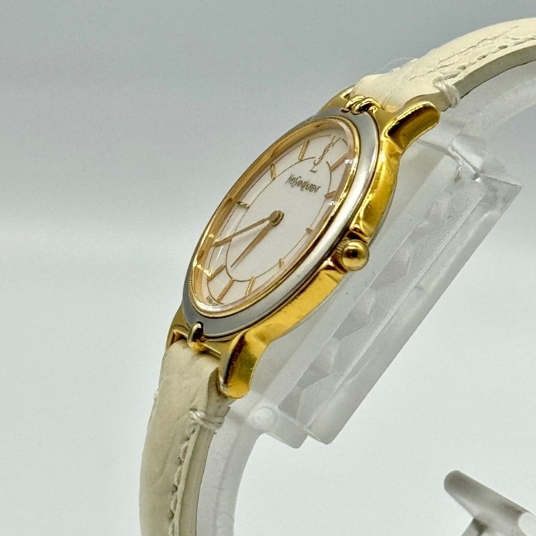YSL Yves Saint Laurent Watch White Dial 2 Hands 2200 228481 Working