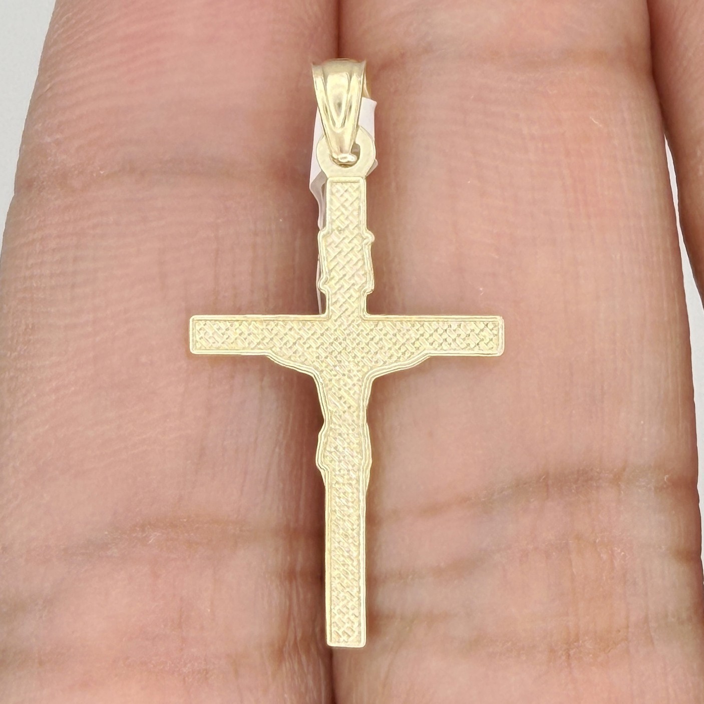 10k Yellow Gold Diamond-Cut Unisex Cross Crucifix Religious Charm Pendant