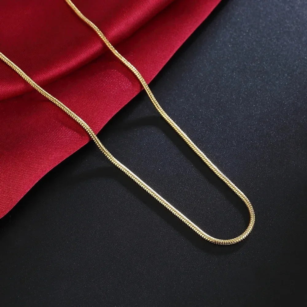 18K Gold 2mm Snake Chain Necklace Women Men 16-30 Inch Gift