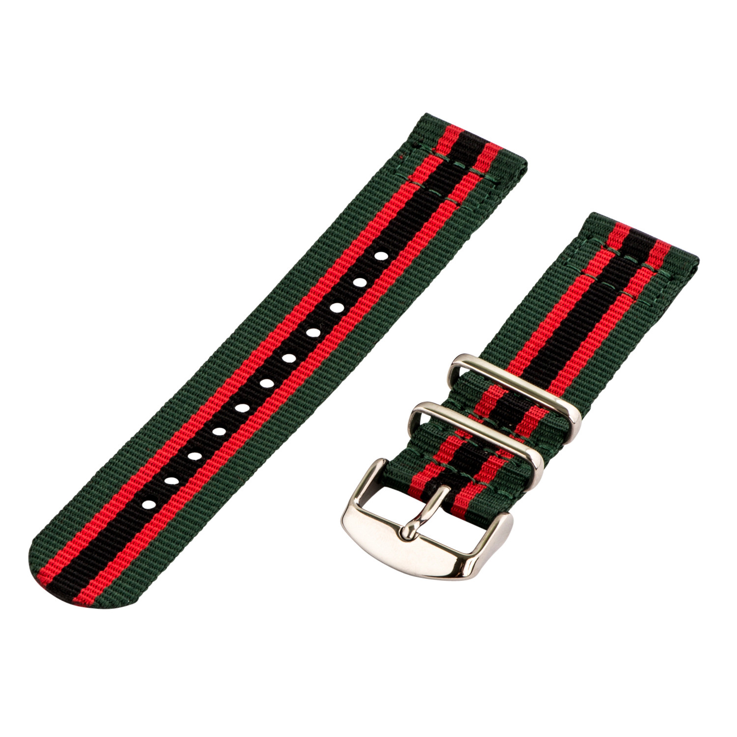2-Piece Classic Striped Military Nylon Replacement Watch Band Strap