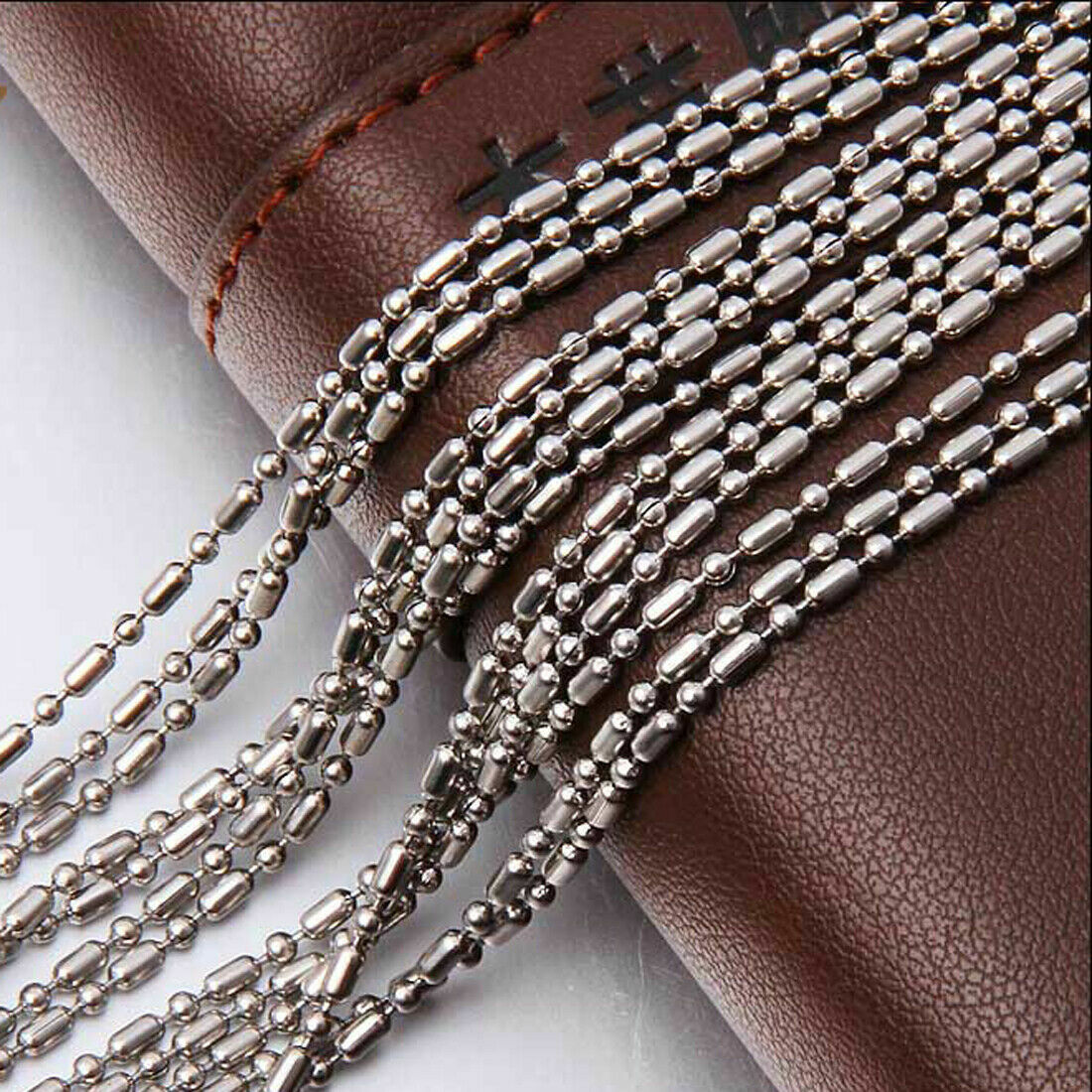 50/100pcs Lots Wholesale In Bulk Stainless Steel Bamboo Chain Necklace 16″-40″
