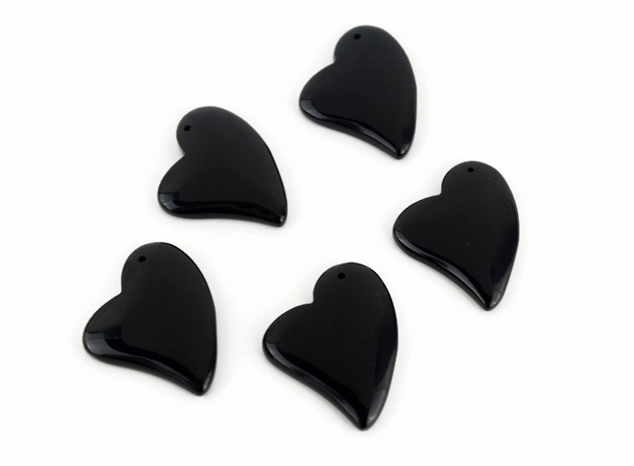 Black Agate Heart Pendant Beads Wholesale None (No Enhancement)