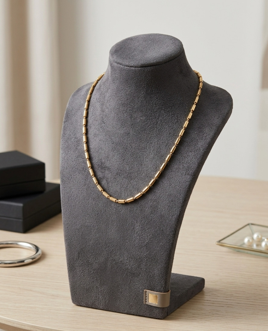 14K Gold Filled Sleek Cylinder Bar Link Chain Necklace