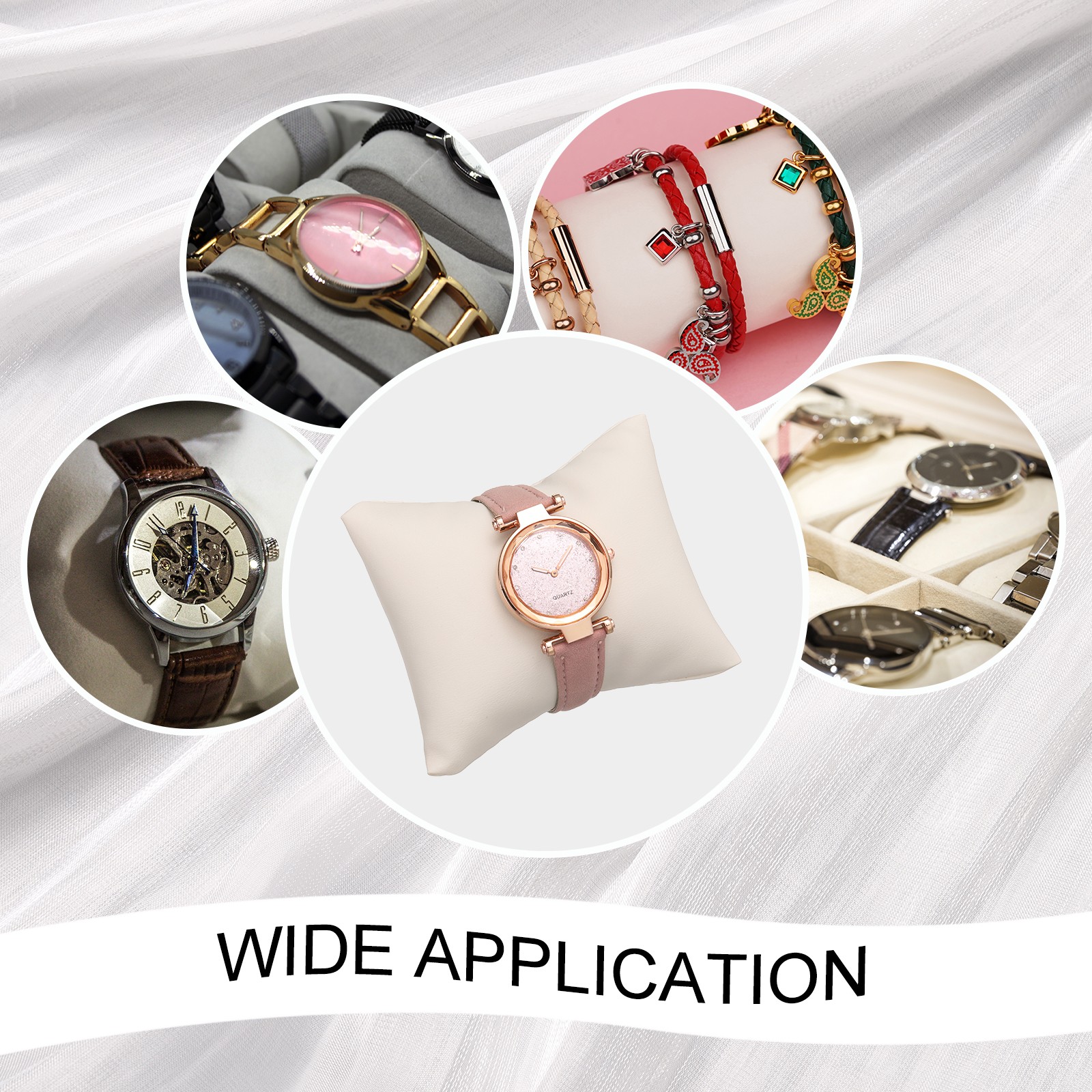 12pcs Velvet Bracelet Watch Pillow Jewelry Display Pillow for Bracelet Grey