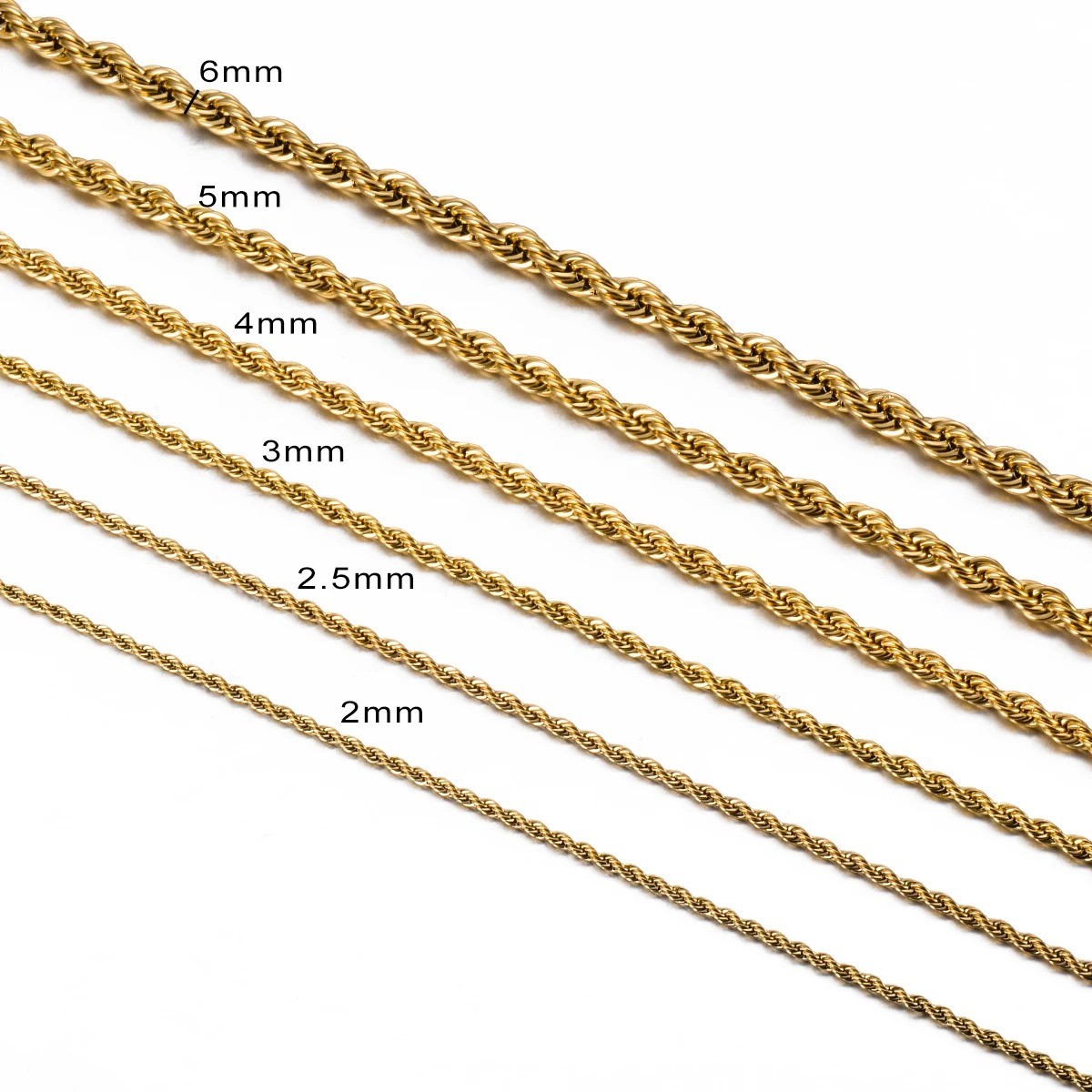 2mm/3mm/4mm/5mm 3 Colors Rope Twist Chain Necklace Width 40-80cm unisex Jewelry
