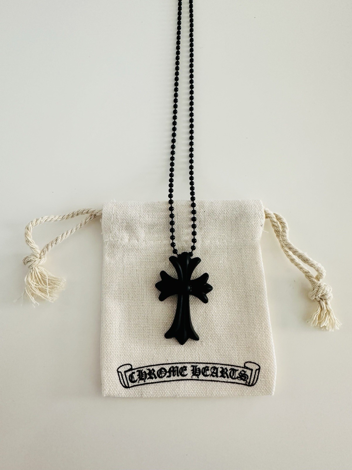 CH Chrome Tokyo 20th Anniversary Black Cross Rubber Necklace With Dust Bag