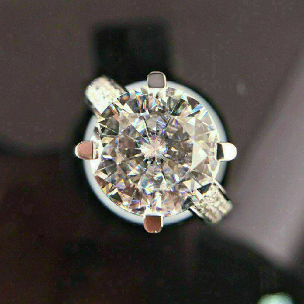 3.20Ct Lab-Created Diamond Round 14K White Gold Finish Engagement Wedding Ring