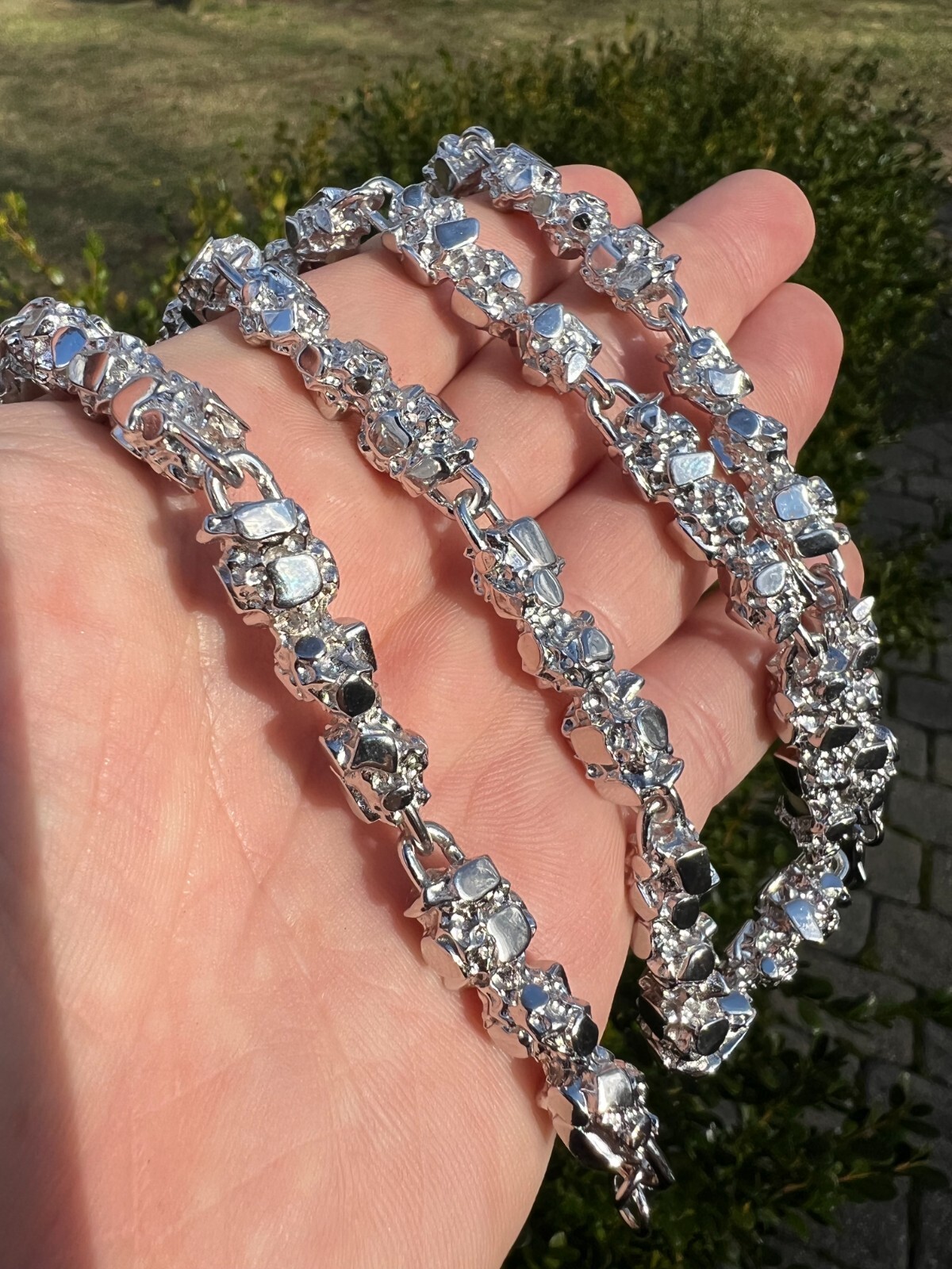 Mens HEAVY Real Solid 925 Sterling Silver Nugget Link Chain Necklace 8mm 18-30″