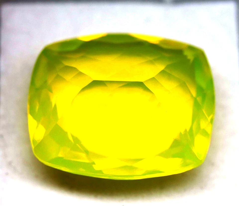 110.10 Carat Certified Neon Yellow Fire Opal Cushion Cut Flawless Loose Gemstone