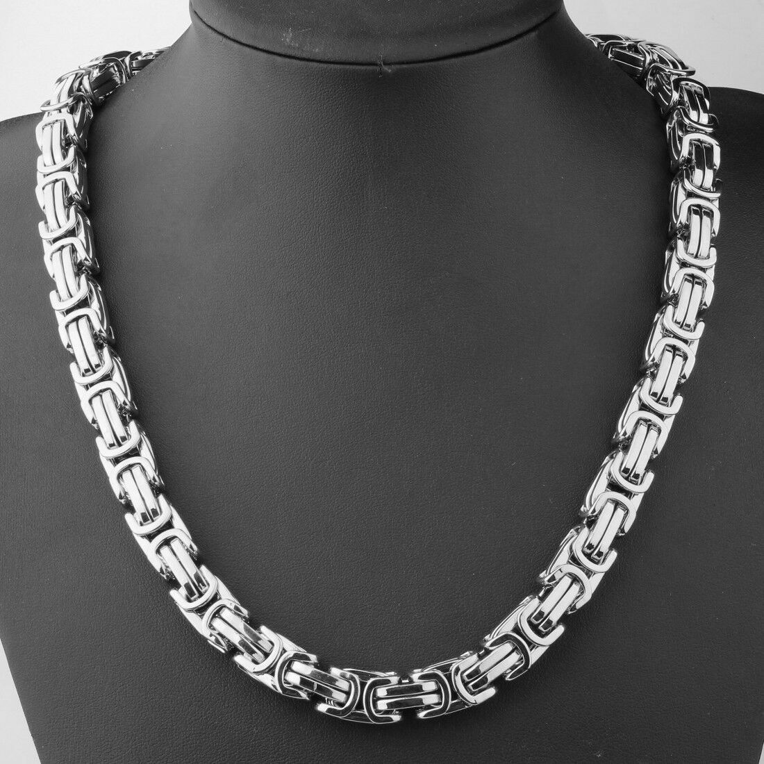 15mm Huge Silver Stainless Steel Byzantine Link Mens Chain Necklace 7-40inch